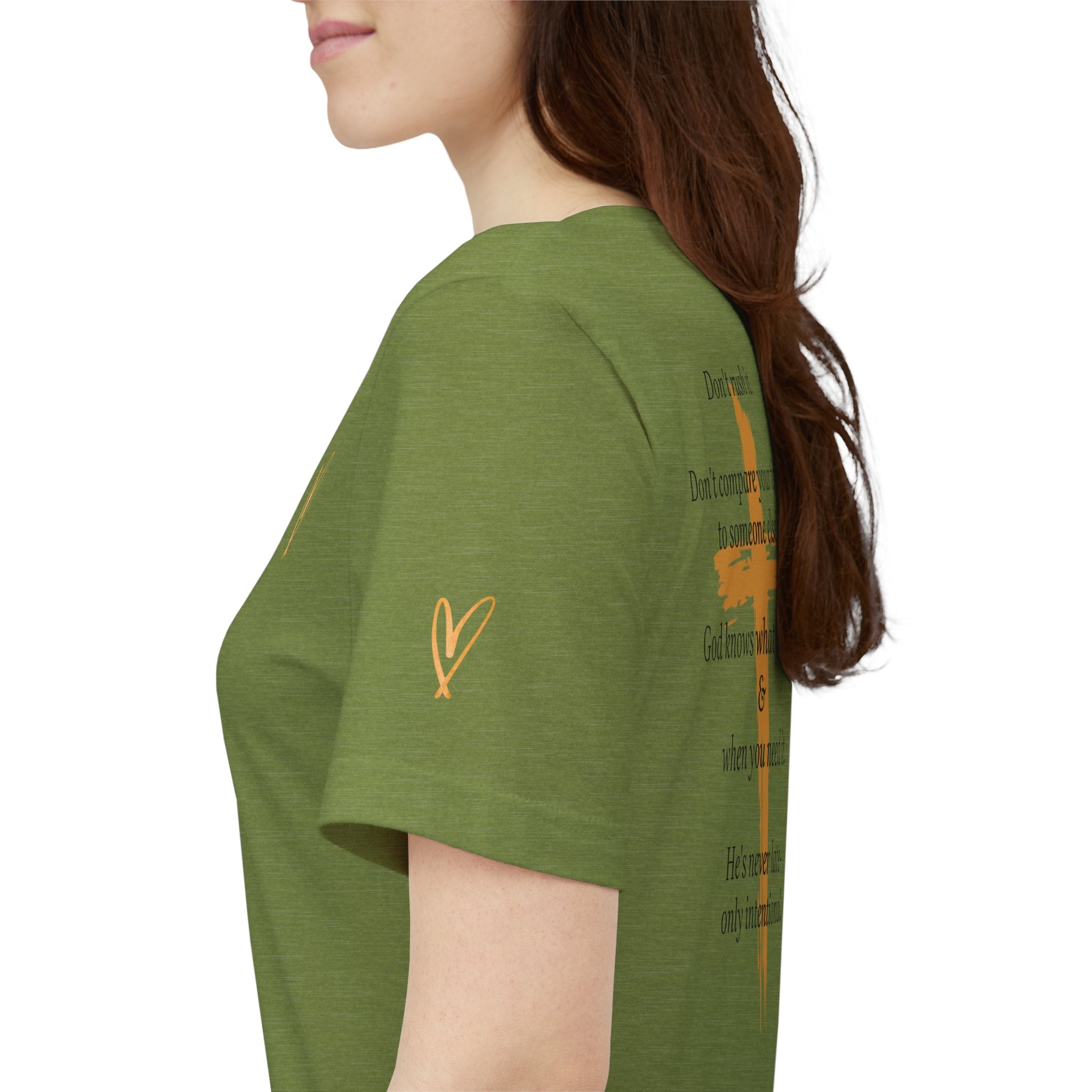 Christian Cross Tee – Inspirational Scripture Back Print ("Don't Rush It")