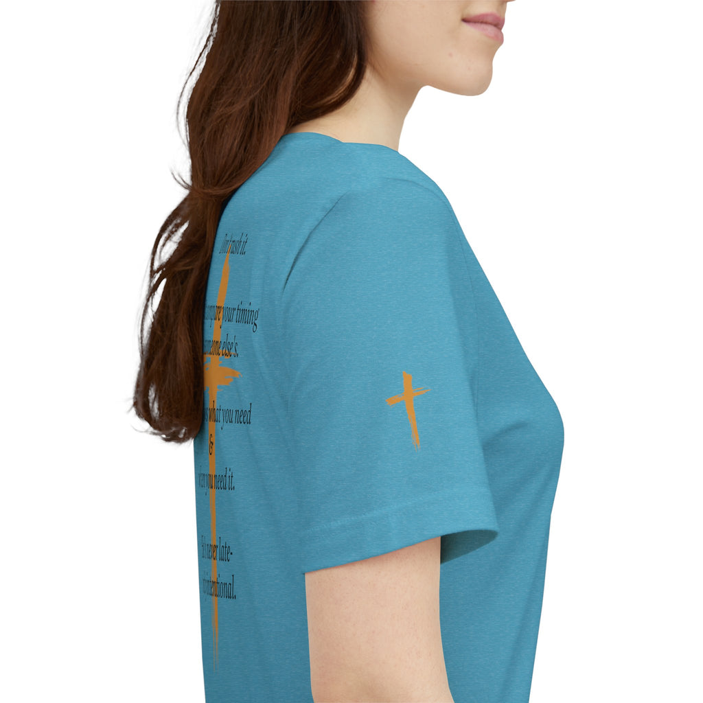Christian Cross Tee – Inspirational Scripture Back Print ("Don't Rush It")
