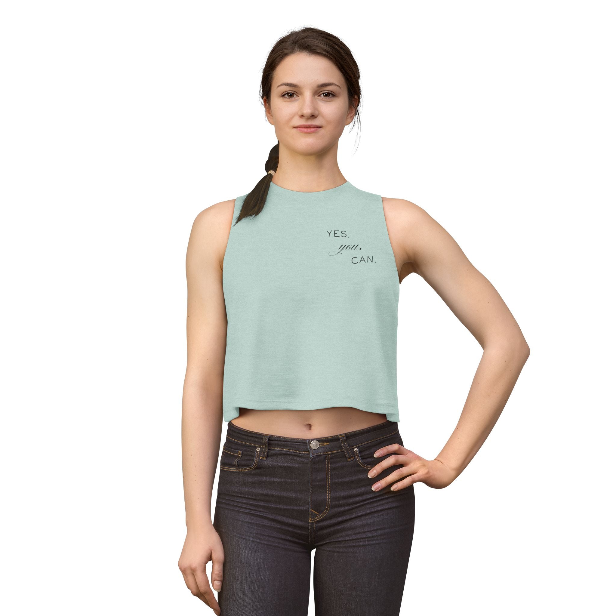 Crop Top — Minimal "Yes You Can" Motivational Crop Tank