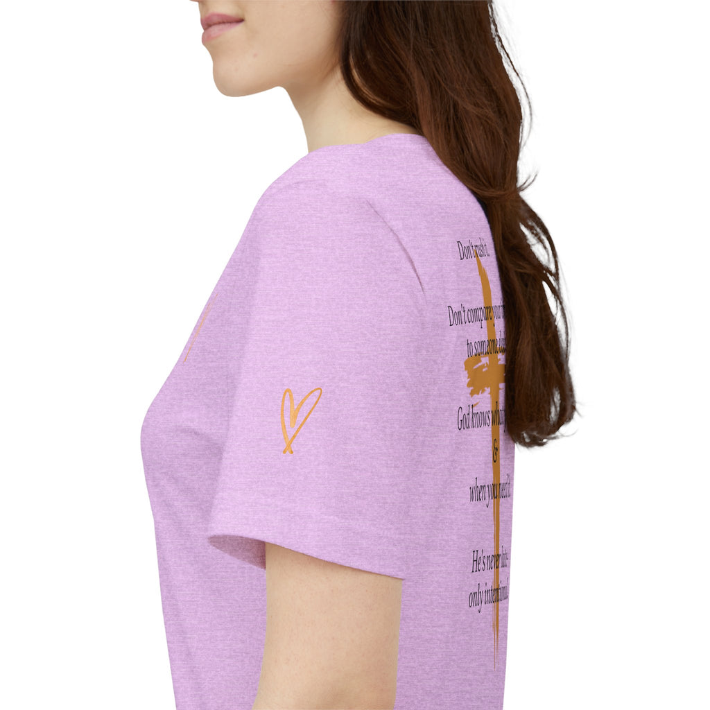 Christian Cross Tee – Inspirational Scripture Back Print ("Don't Rush It")