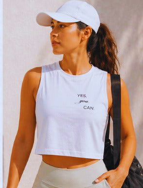 Crop Top — Minimal "Yes You Can" Motivational Crop Tank