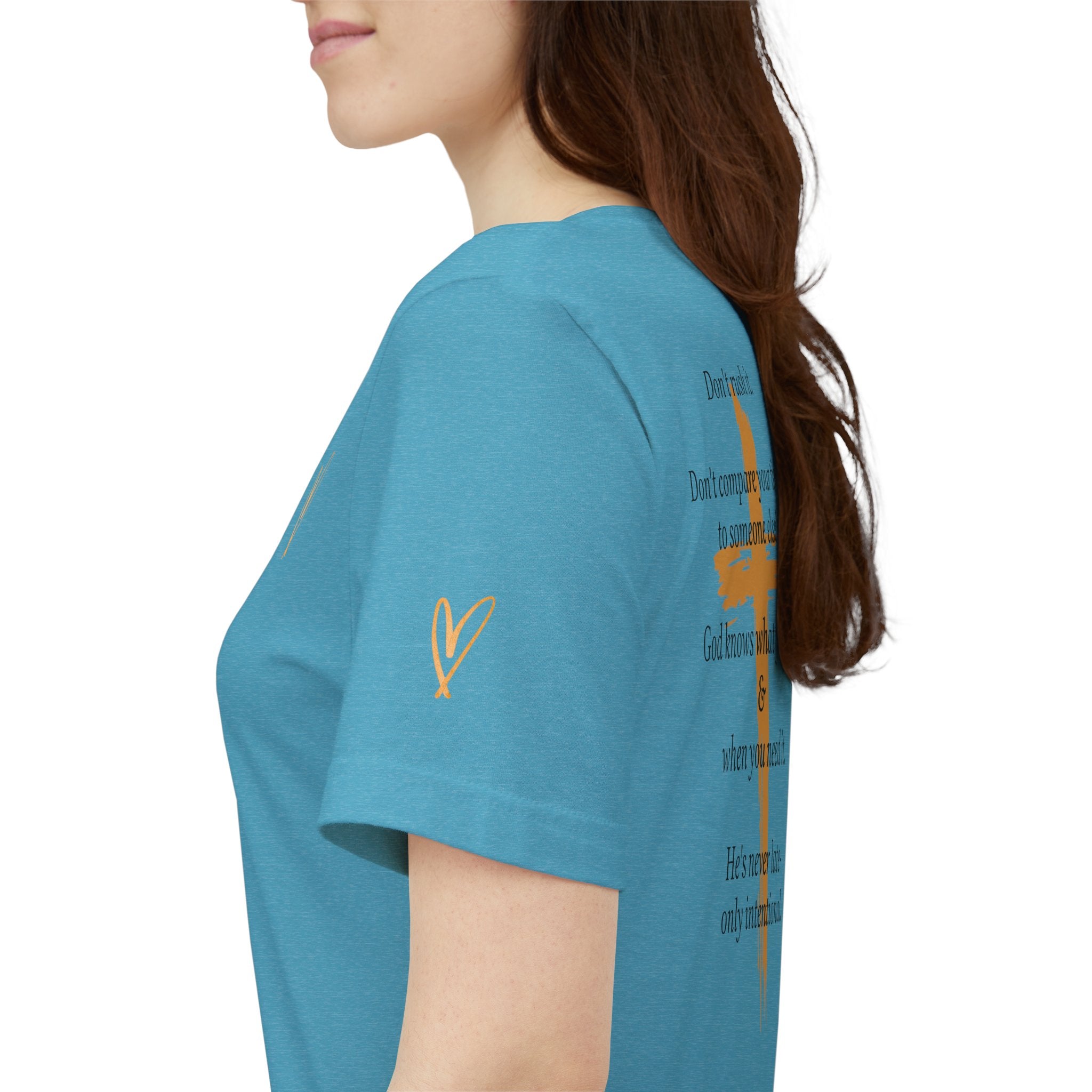 Christian Cross Tee – Inspirational Scripture Back Print ("Don't Rush It")